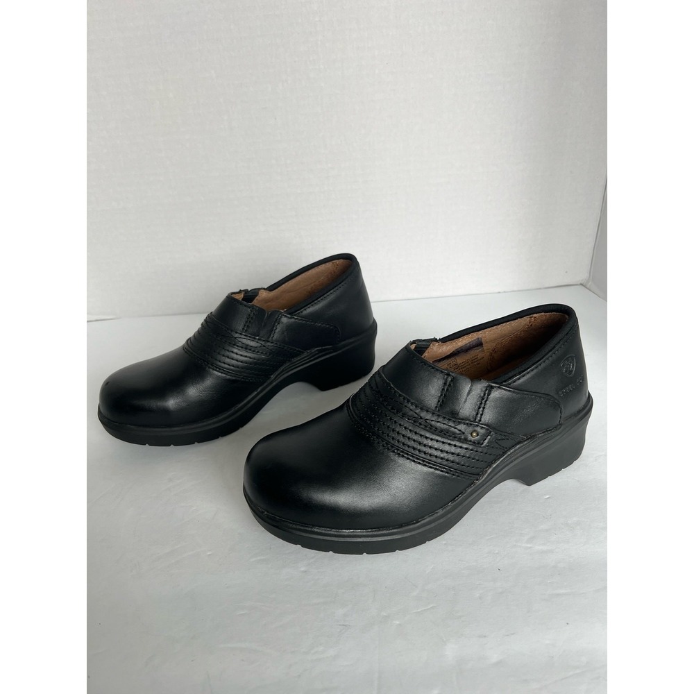 ARIAT Women's Steel Toe Safety Clogs Black Slip‎ On Shoes Size 7C (Wide)